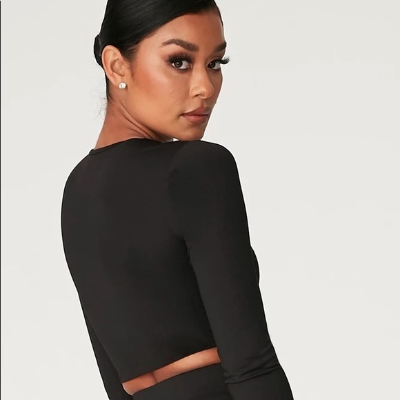 Meshki black mock neck longsleeve crop top - Picture 2 of 5